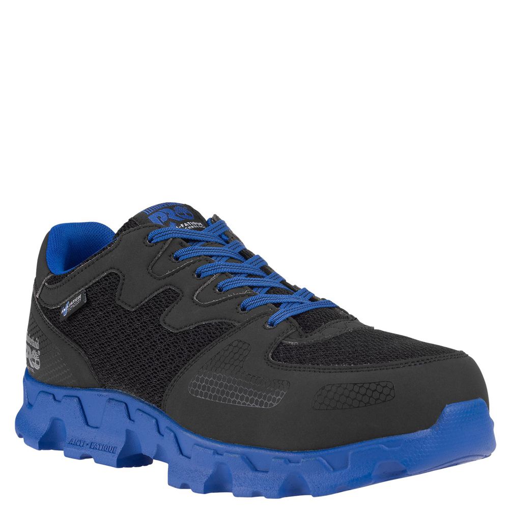 Timberland Mens Work Shoes PRO® Powertrain Alloy Toe ESD - Black/Blue - India SM7612549